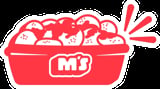 Red popcorn container with Milo branding and overflowing popcorn