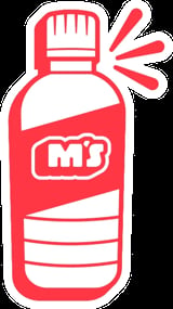 Red spray bottle icon with mist lines and product label