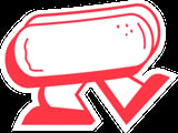 Red and white speech bubble icon with checkmark
