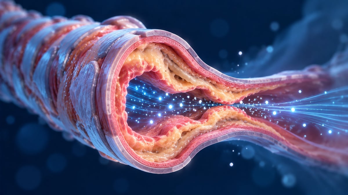 Ilustración de la vía respiratoria con EPOC, con estrechamiento que dificulta la salida del aire